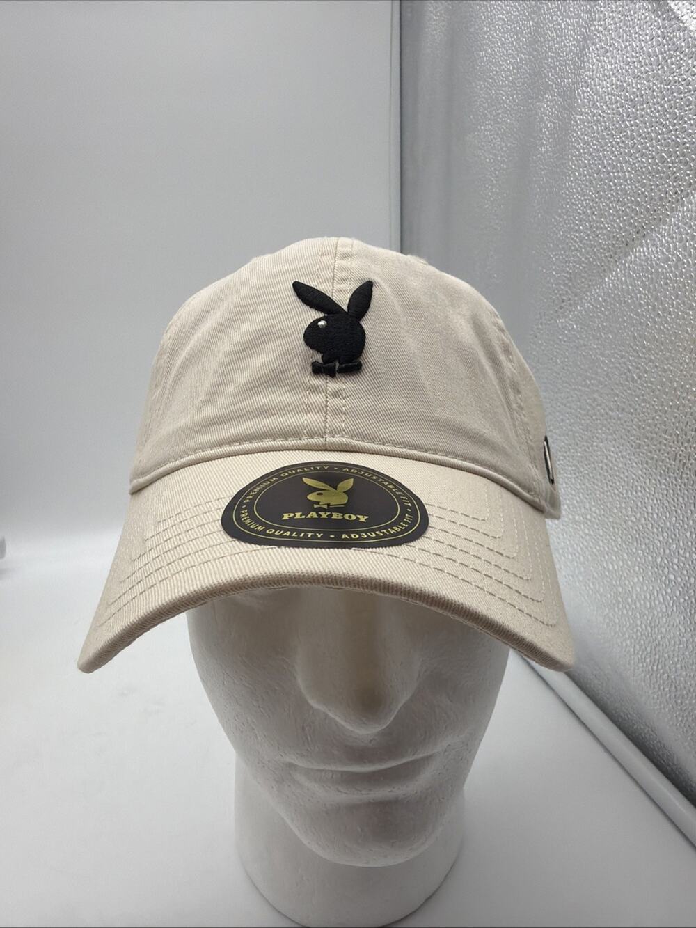 Playboy Gold Rush Dad Hat Adjustable Strap Back Cream Cotton Bunny Logo NEW
